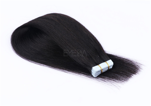 Wholesale double drawn virgin  hair  tape in hair extensions 16inch  1B color YL100